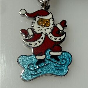 Wells Sterling Enamel Skating Santa Charm/Pendant